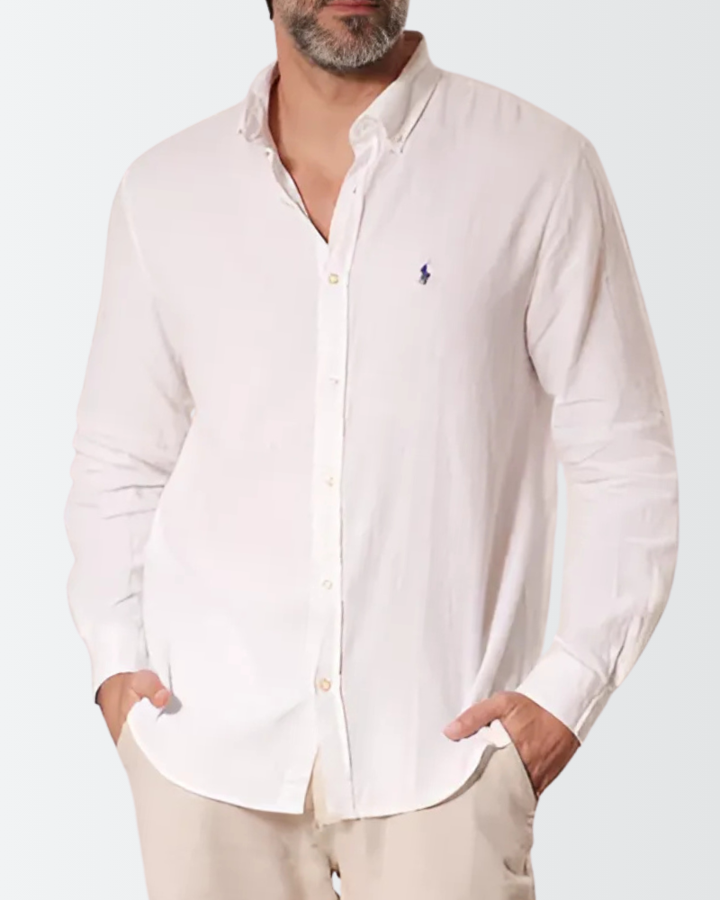 Camisa Social Ralph Lauren de Linho Manga Longa