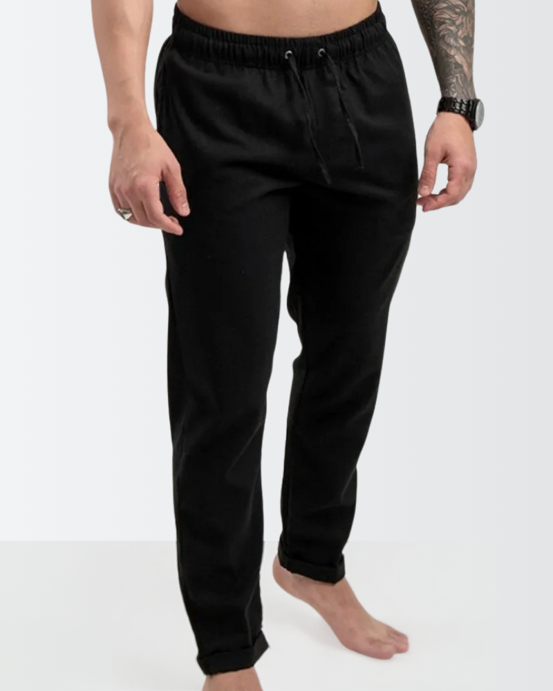 Calça Em Linho Com Cordão Ajustável