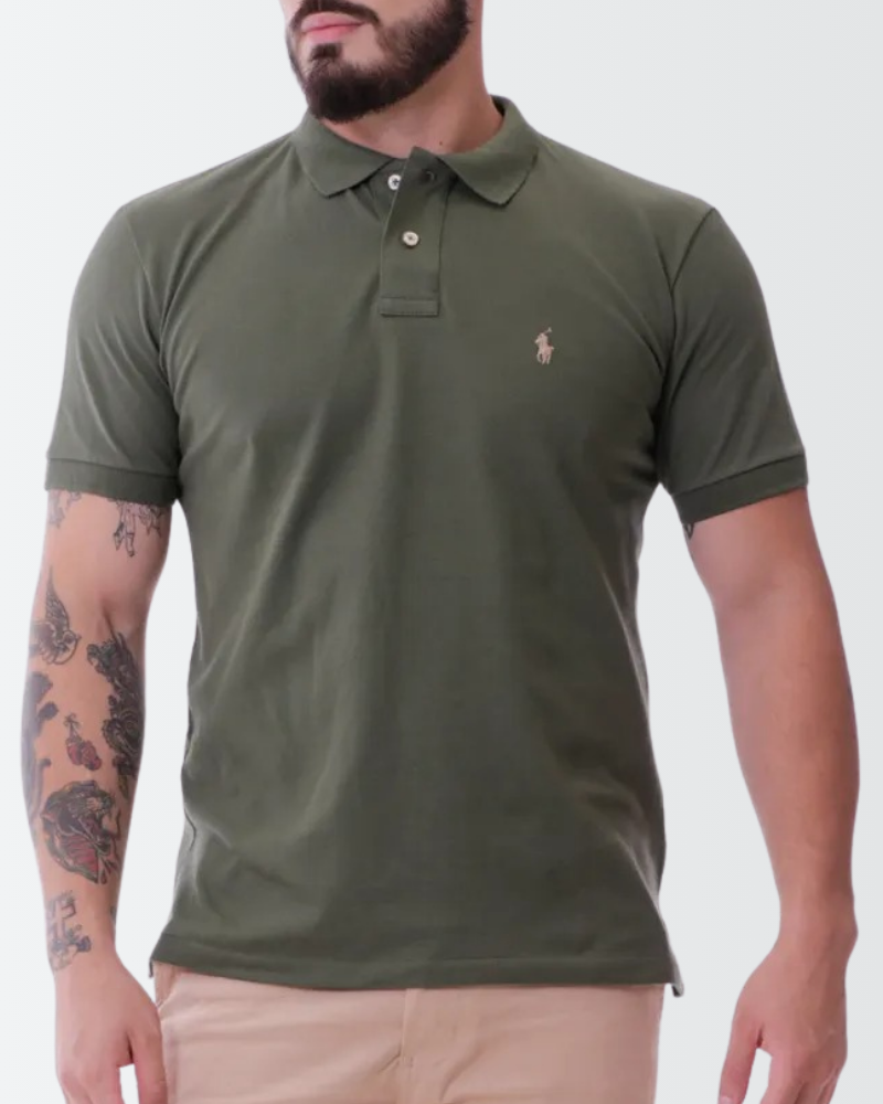 Camisa Polo Rauph Lauren Piquet Verde Militar