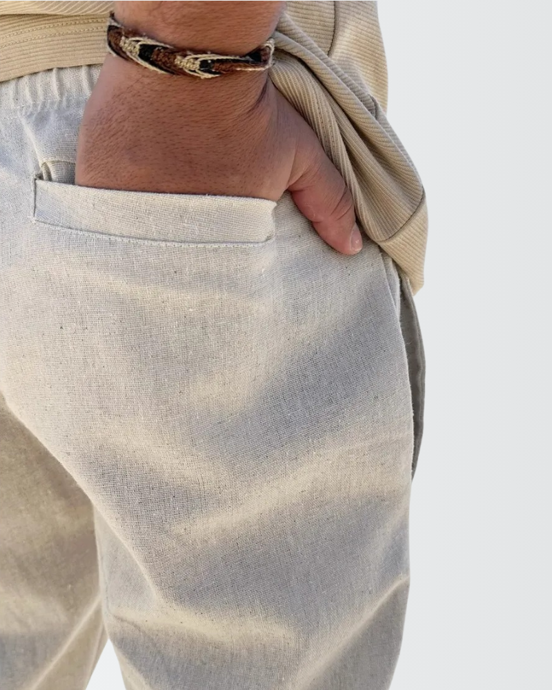 Calça Em Linho Com Cordão Ajustável