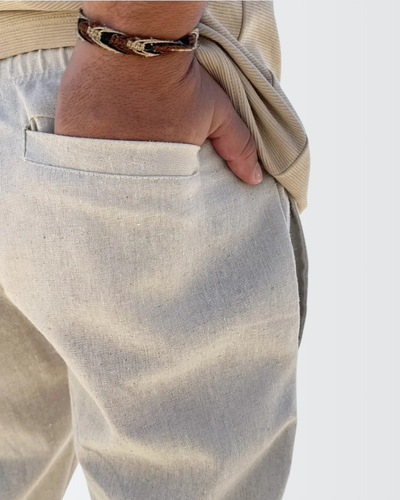 Calça Em Linho Com Cordão Ajustável
