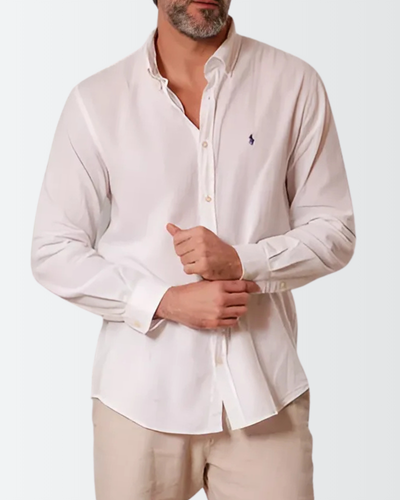 Camisa Social Ralph Lauren de Linho Manga Longa