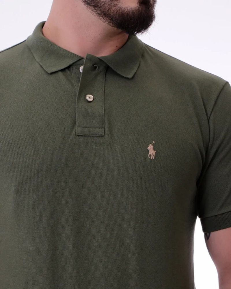 Camisa Polo Rauph Lauren Piquet Verde Militar