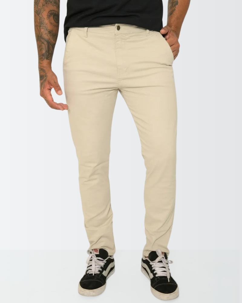 Calça Masculina Slim em Sarja com Lycra – Estilo Esporte Fino e Bolso Faca