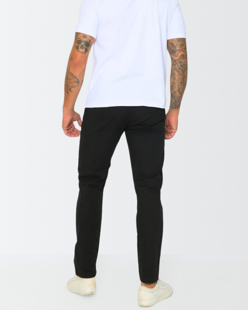 Calça Masculina Slim em Sarja com Lycra – Estilo Esporte Fino e Bolso Faca