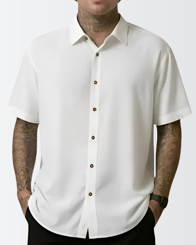 Camisa Social Branca Viscose Unissex